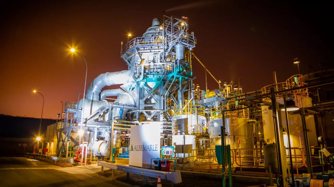 Plant exterior at night. 