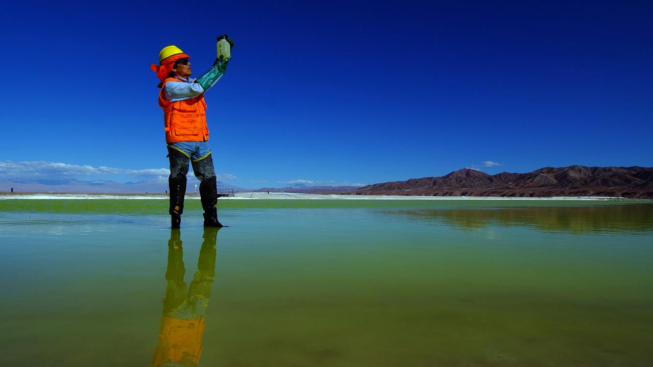 Albemarle Employee Checks Lithium Brine Quality